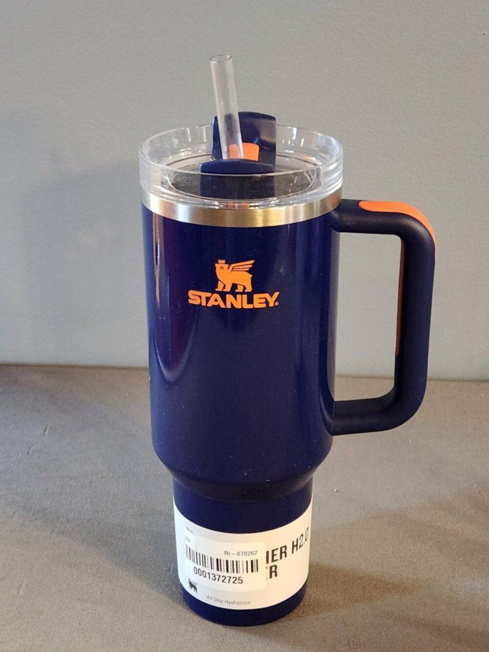 Stanley Quencher H2.0 40oz Tumbler Regal Blue Shimmer Orange Tigerlily NWT
